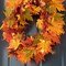 24" Pre-lit Fall Maple Leaves Wreath with Timer, Artifical Fall Wreath with LED Lights